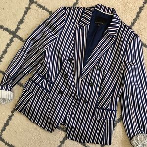 Striped Navy and Purple Silky Blazer